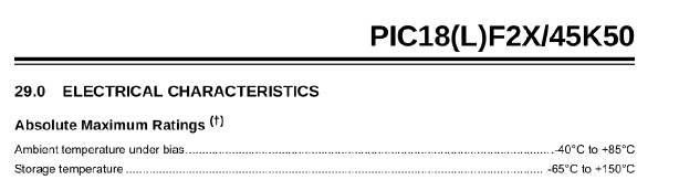 Chip datasheet temperatures